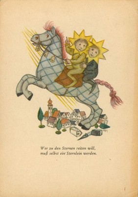 Who Wants to Ride to the Stars Must Become a Little Star, Artist Postcard