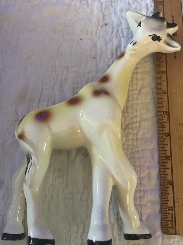 Vintage Giraffe Pottery Planter 9” Japan? Porcelain 1950s Unmarked MCM