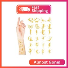 Landhoow 240 Pcs Fairy Foil Tattoos Temporary for Kids Glitter Face Tattoos Cool