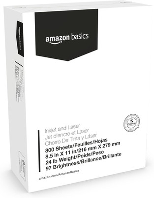 Amazon Basics Multipurpose Copy Printer Paper, 8.5 X 11 Inches, 24 Lb Weight, 97