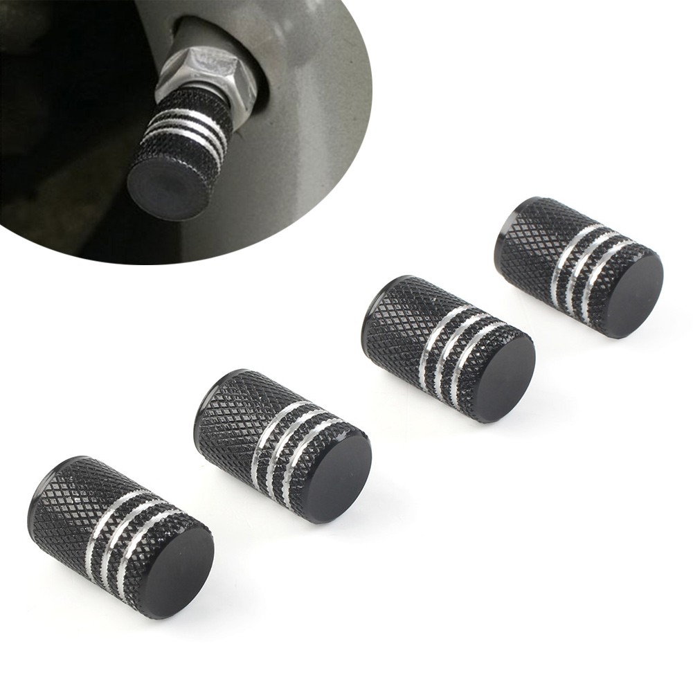 Car Tire Valve Stems Knurling Style Tyre Wheel Stem Air Valve Cap Aluminum 4Pcs