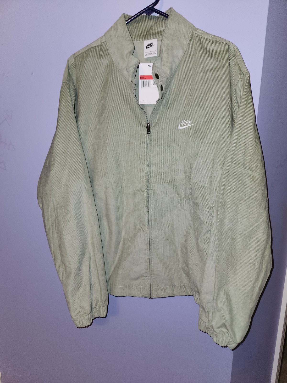 SACAI X NIKE Giacca Nike Club Harrington in velluto a coste verde FZ0631 370 nuova con etichetta Uomo Large BELLA!