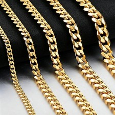 Mens Boys Curb Chain 18"-26" 3mm Stainless Steel Silver Cuban Necklace UK