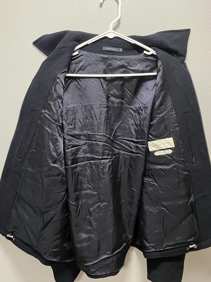 Men’s Size 42 Suit Supply Winston Navy Blue Wool Bomber Jacket Coat SuitSupply - Image 3 of 4