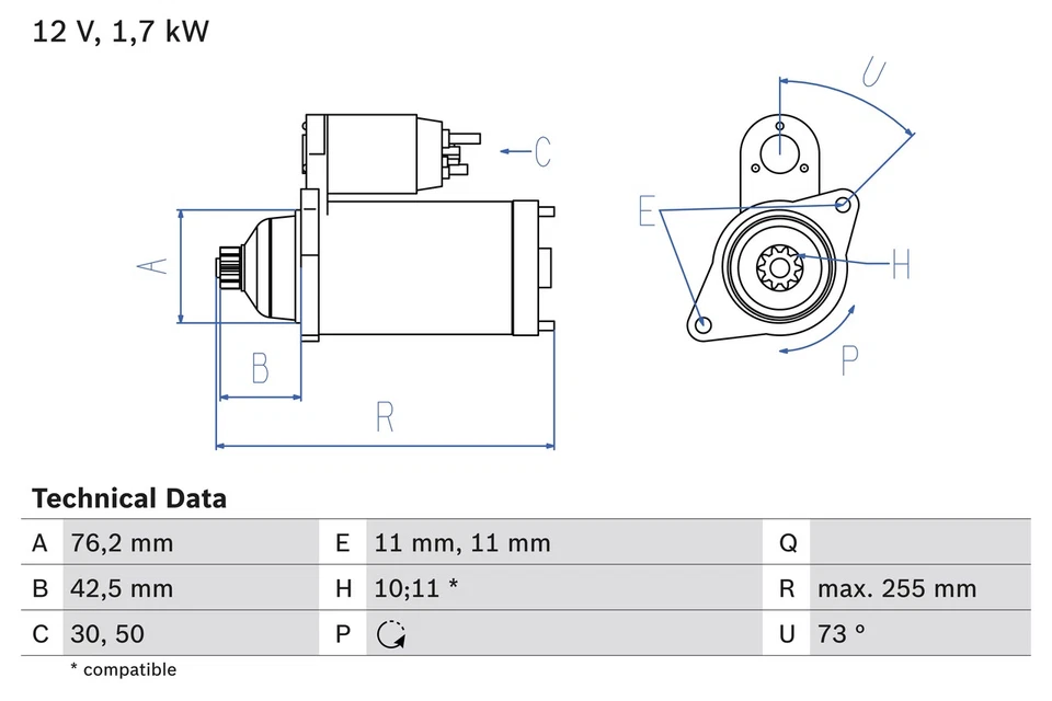 Starter Motor fits AUDI A3 8P1, 8P7, 8PA 3.2 1.9D 2.0D 03 to 13 Bosch 02E911023H - Image 2 of 4