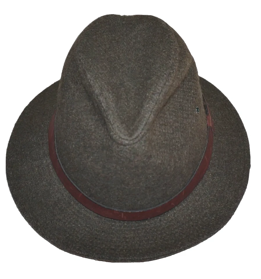 KANGOL хаки зеленый шерсти смесь и кедра коричневый кожаный полями шляпа средний 21» США - Изображение 2 из 4