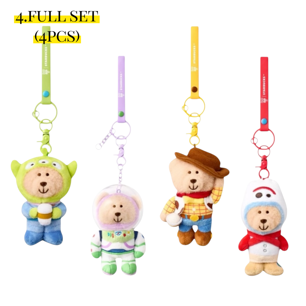 Starbucks Korea Toy Story 5 Bearista Plush Keychain Woody Buzz