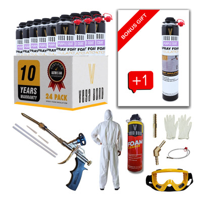 Vega Bond Purplecoat Spray Foam Insulation- 24 cans with all accessories