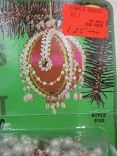 Vtg Fibre-Craft Push Pin Christmas Ornament Kit Leewards Style 9153 Pearl Dangle