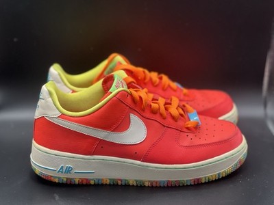 Nike Air Force 1 Low GS  Fruity Pebbles  596728-605 Crimson Multicolor Outsole
