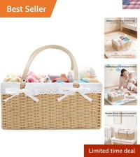 Large Baby Diaper Caddy Basket - Wicker Paper Rope Storage Baskets Portable W...