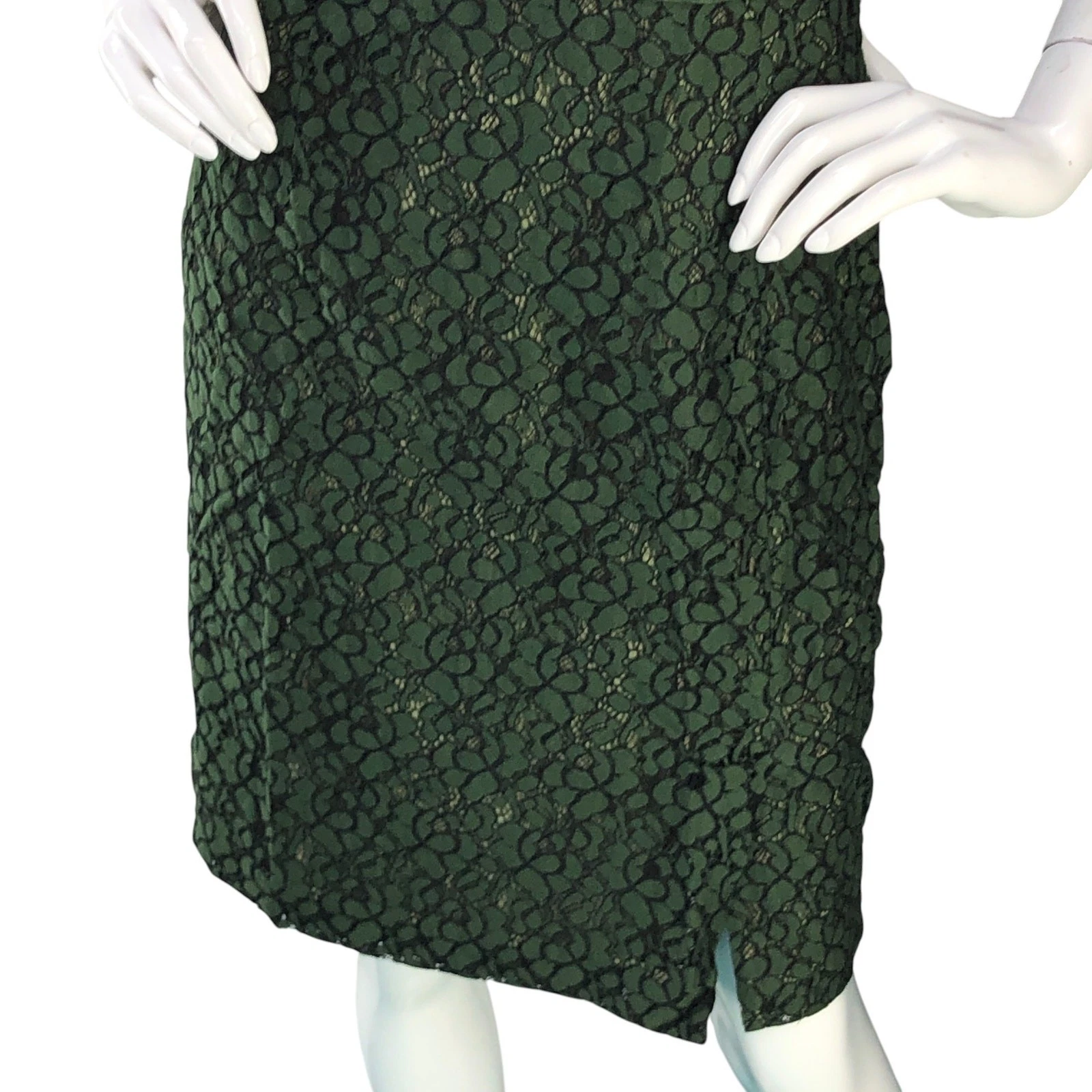 Abito donna Tory Burch taglia 6 mariana pizzo sovrapposizione tubino raso manica verde