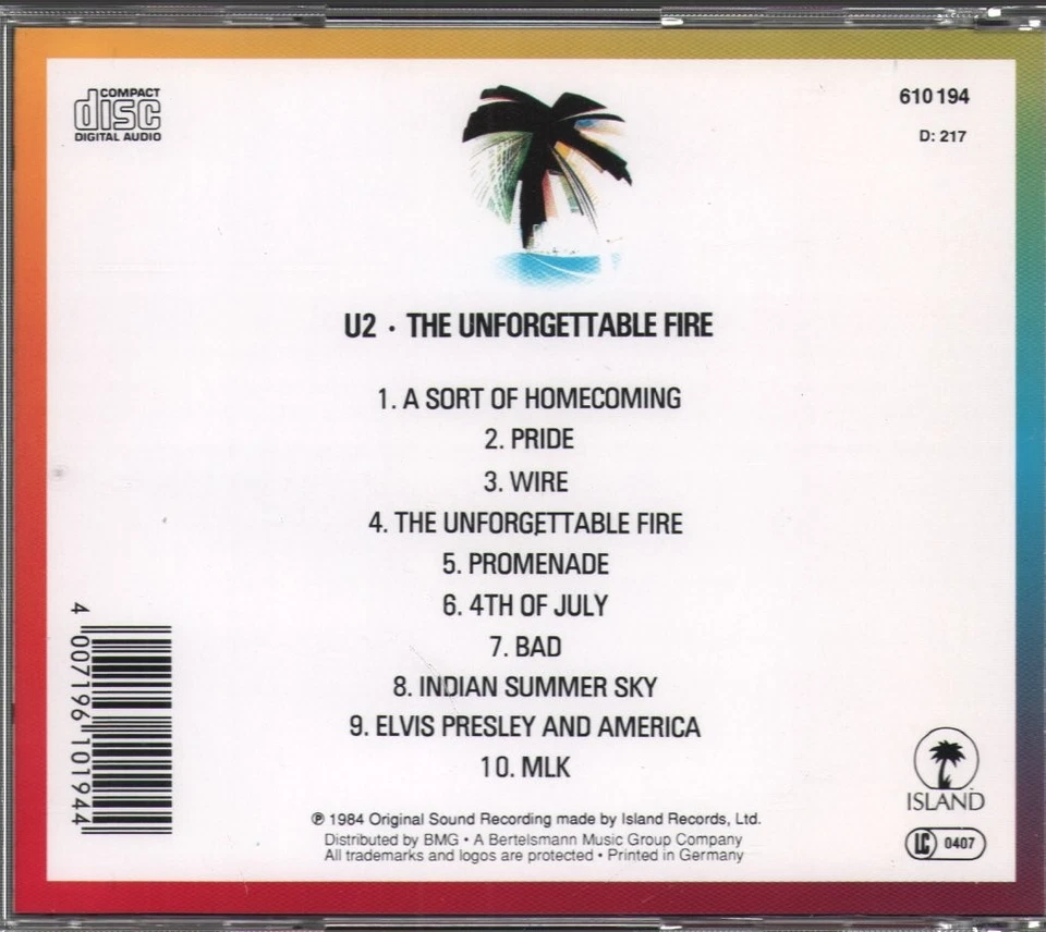 U2 Unvergessliches Feuer CD Europa Island 610194222 - Bild 2 von 3