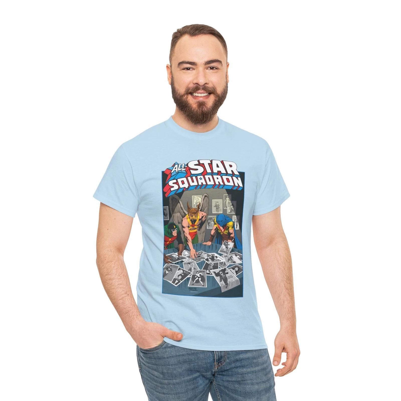 All-Star Squadron T-Shirt - Hawkman, Dr Mid-Nite, Atom - JSA Members - DC Comics