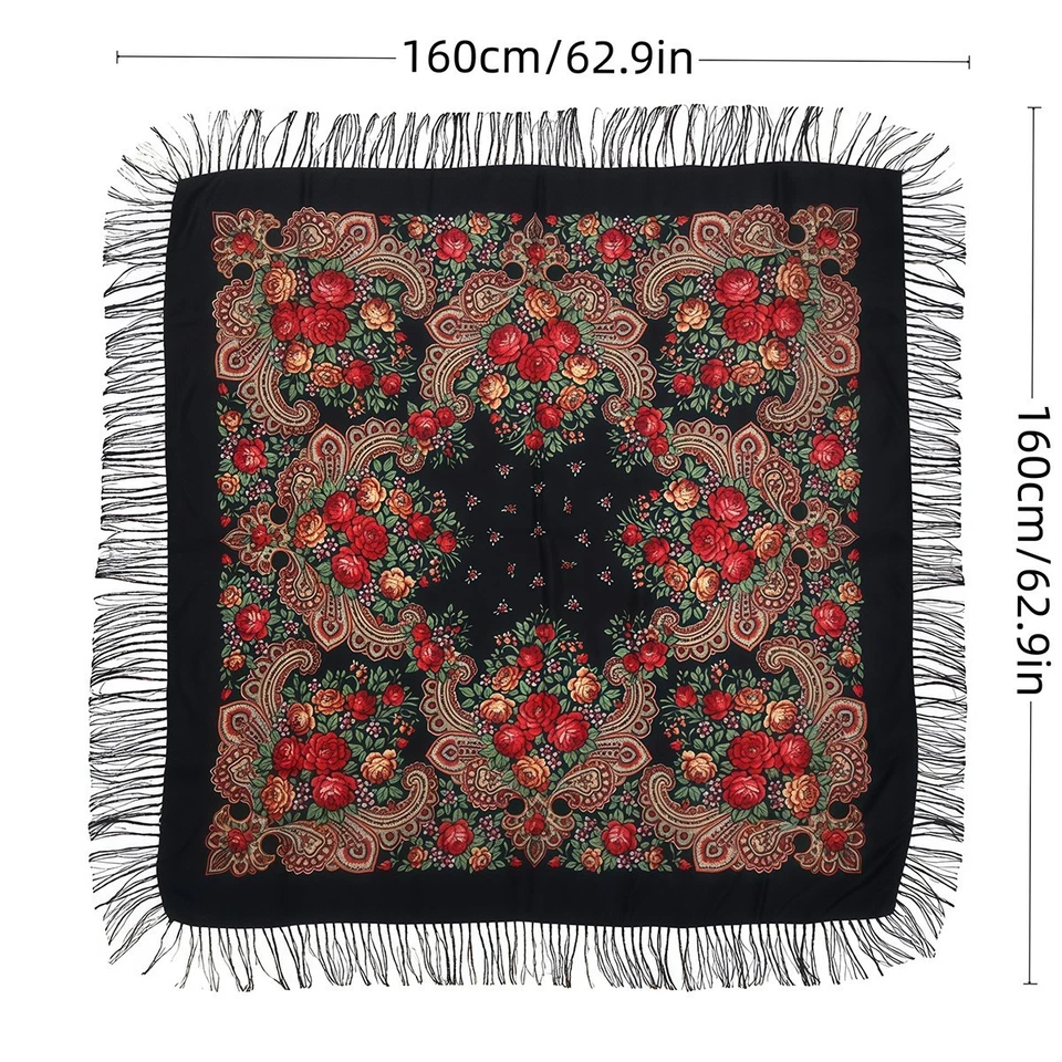 Chal de invierno estampado borde fluido retro cálido talla grande para mujer cicatriz al por mayor Foto 4 de 4