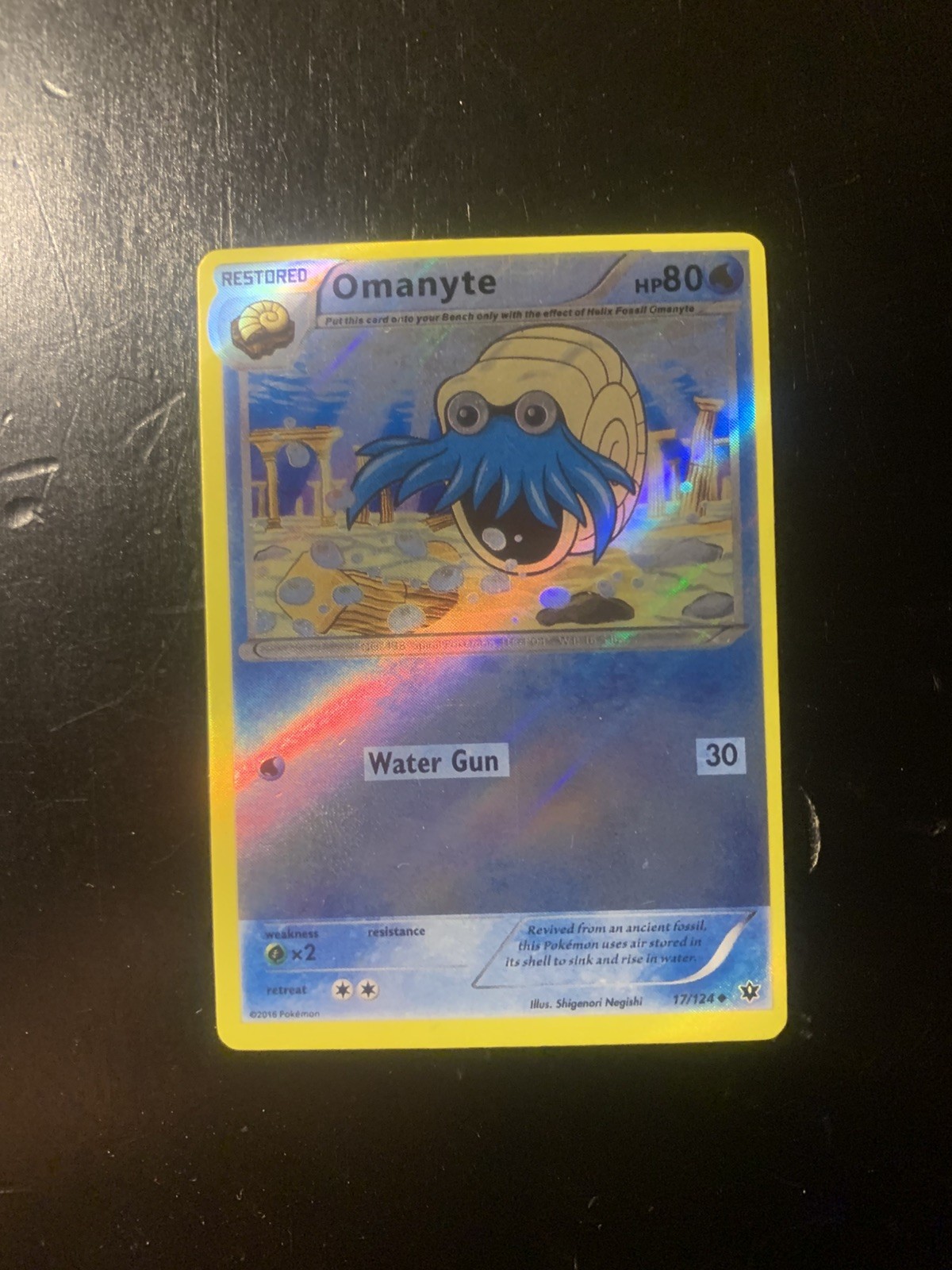 Omanyte Reverse Holo 17/124 XY Fates Collide Pokemon Card Near Mint NM TCG