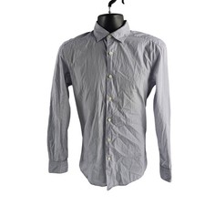 Ermenegildo Zegna Men's Blue Geometric Pattern Dress Shirt Size M Made in Turkey