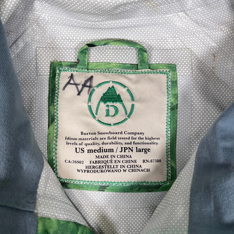 Burton Idiom Jacket Mens M Green Hiroshi Fujiwara Lily Print 2009 Snowboard Ski - Image 3 of 4
