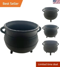 Durable 7" Wide Black Painted Cast Iron Cauldron - Ideal for All Cooking