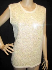 GLADYS BAGLEY ~DESIGNER SEQUIN SILK NYLON ANGORA SLEEVELESS SWEATER SZ M PERFECT