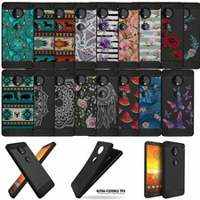 Funda Carcasa Negra Flexible TPU Floral Tribal Delgada para Moto E5 Plus/E5 Supra