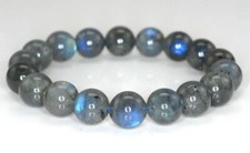 Fine 10mm Natural Gray Labradorite Gemstone Round Beads Stretch Bracelet 7.5''