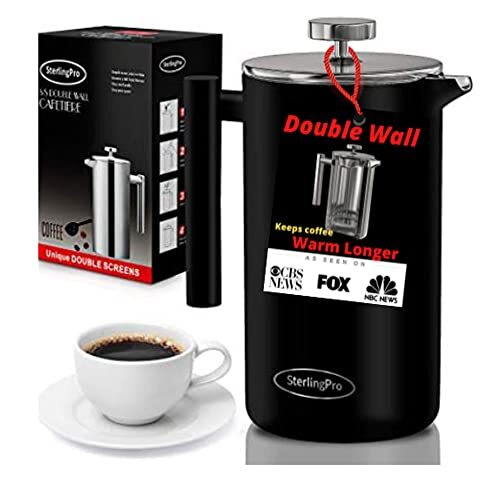 SterlingPro French Press Coffee MakerDouble Walled Large Coffee Press with 2... for sale online