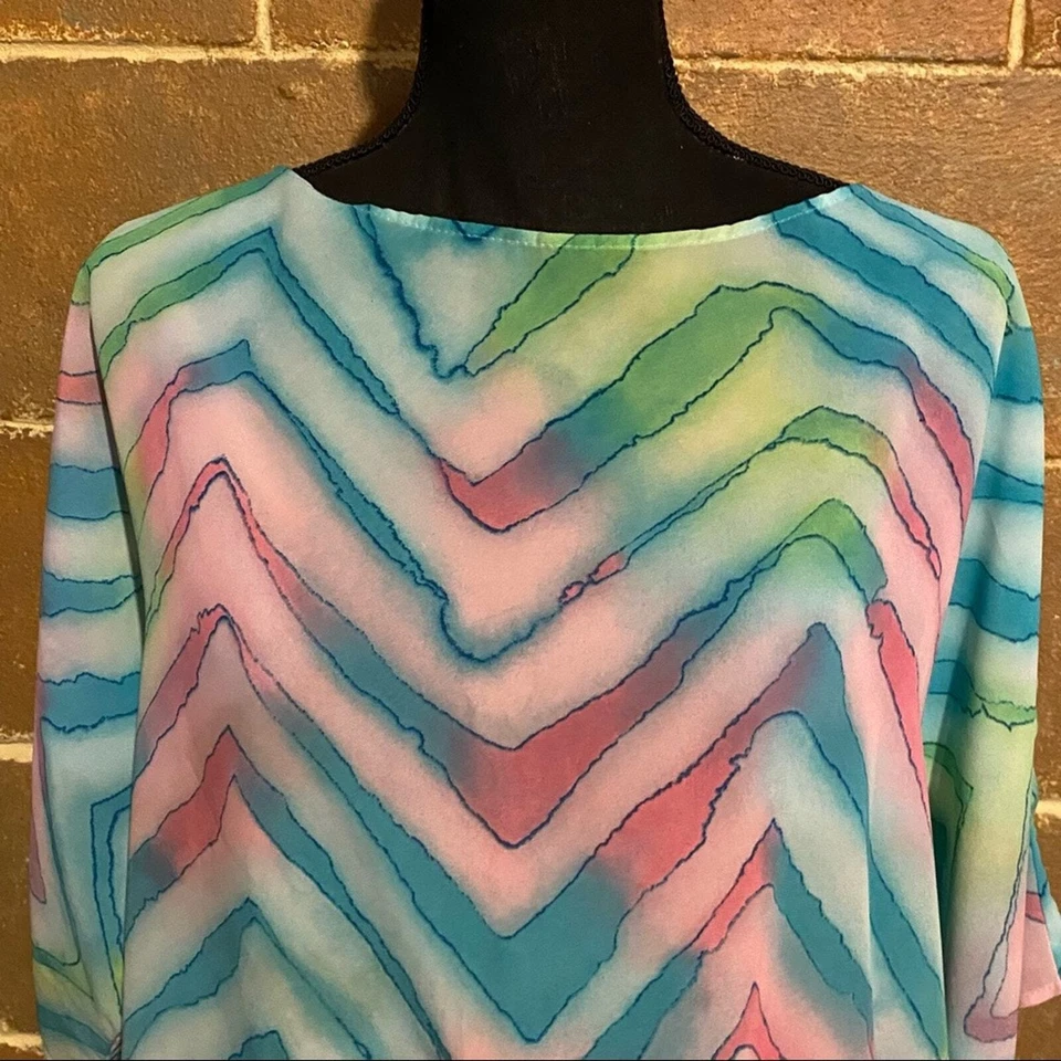 Blusa Top Vintage Teddi of California Acuarela Corbata Para Mujer L Grande Foto 3 de 4