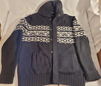 Claiborne Womens Black Scandinavian Collared Zip & Snap Sweater Jacket Size XL