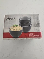 NEW Parini Cookware 4-Piece Ceramic Rice Bowls Two-Tone Gray