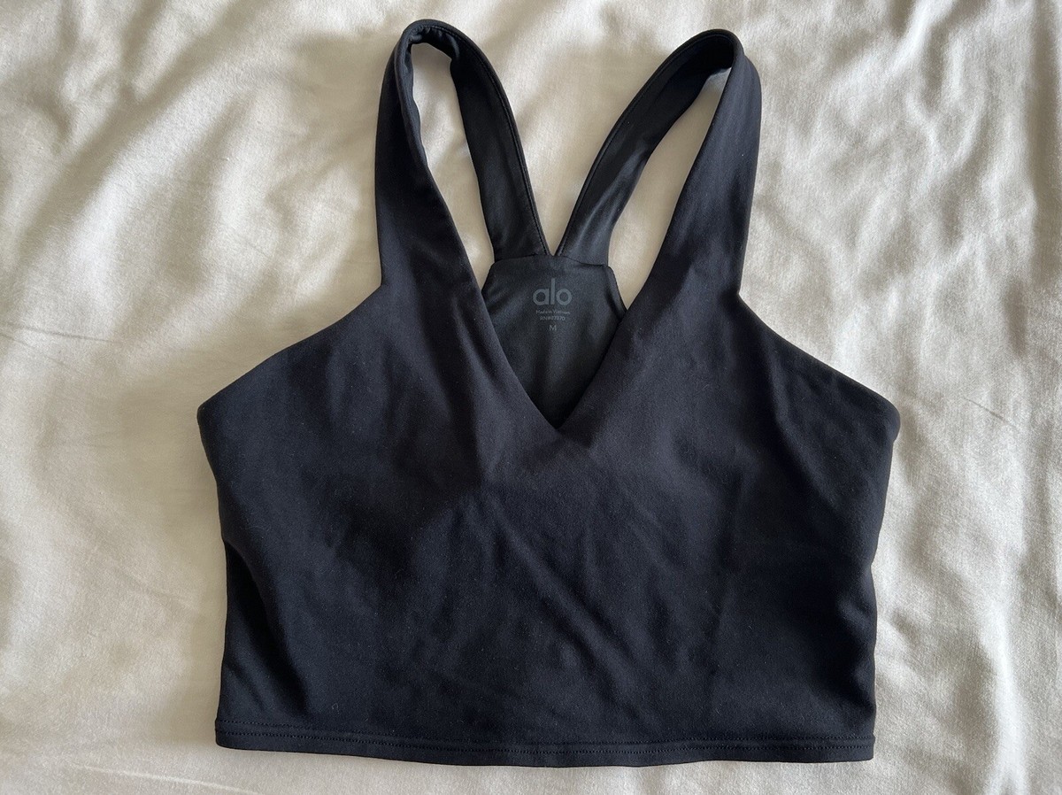 Alo Yoga Airbrush Real Sports Bra Tank V-Neck Racerback Crop