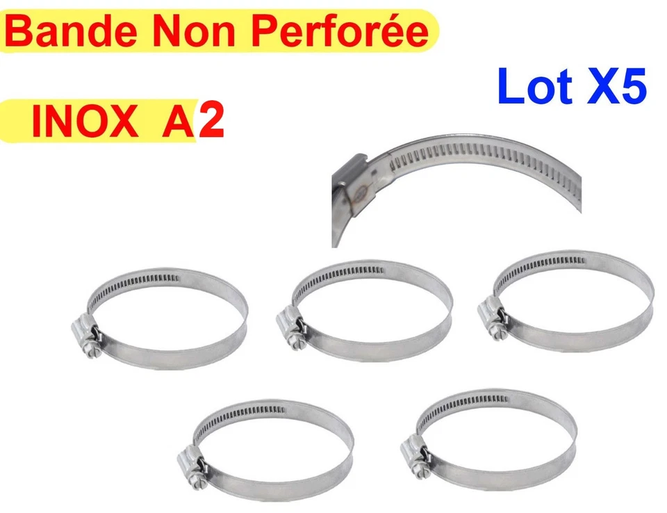 FP INOX Collier de Serrage Vis inox A2 Taille 40x60mm ( Lot de 5 ) Bande 9mm