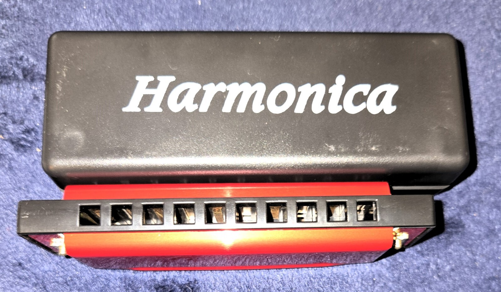  10-Hole Blues Harmonica and Harmonica Holder 