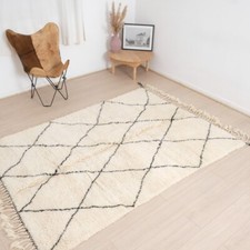 Hand-Woven 8x5 ft Beni Ourain Berber Area Rug - Authentic Moroccan