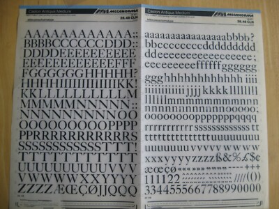 1 x Mecanorma (wie Letraset) Up/Low Caslon Antiqua Med 13,1 mm Blatt 26,48 CLN  