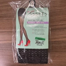 Assets by Sara Blakely Spanx Textured Wishbone Shaping Tights Black Size 3 NWT