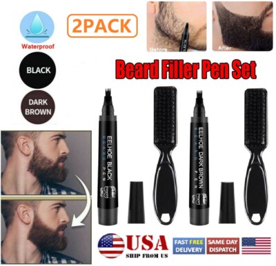 Waterproof Beard Pencil Filler Hair Grower Moustache Shaping Pen Eyebrow Brush