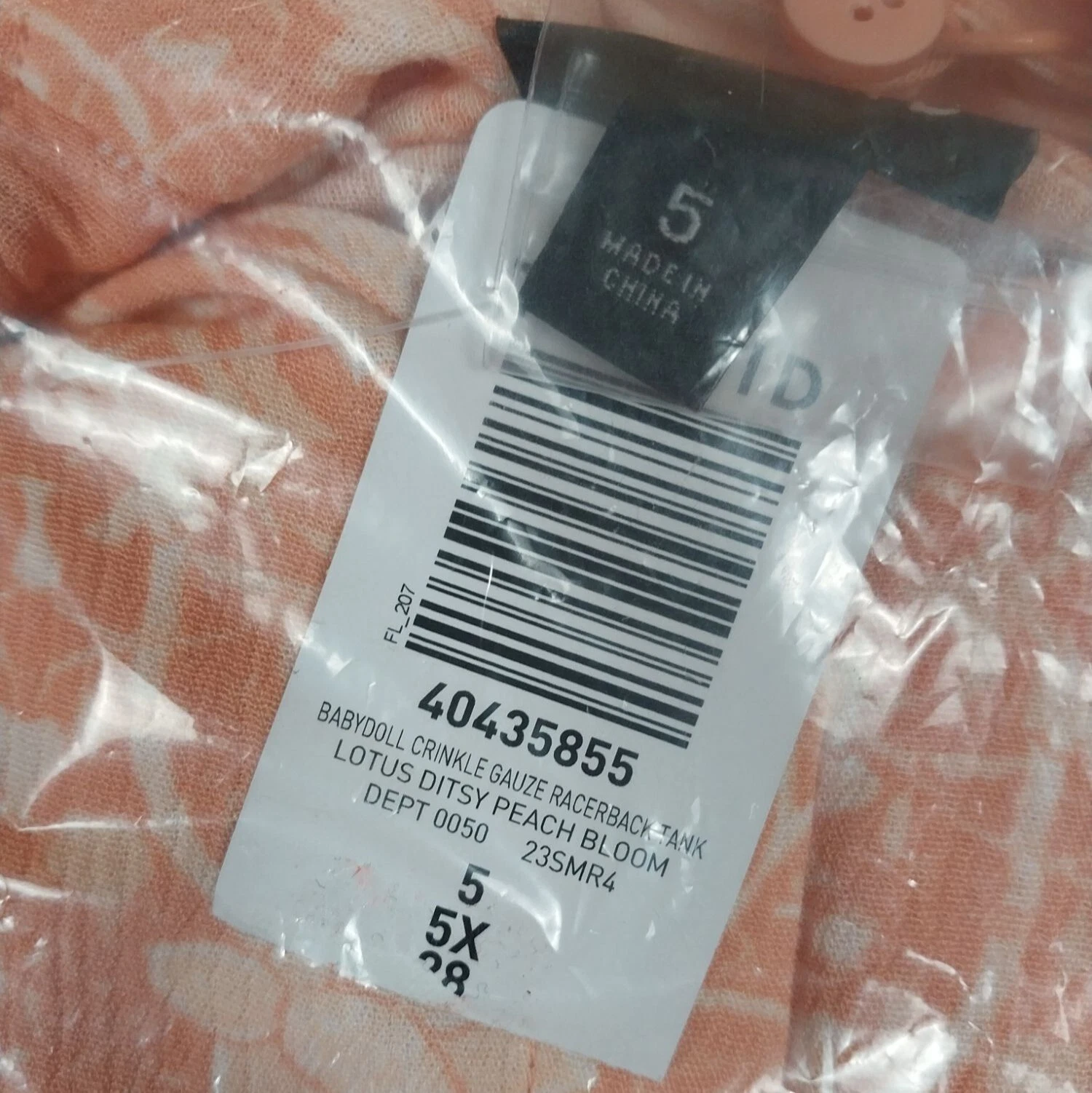 Torrid Shirt Womens 5XLarge Peach Floral Crinkle Tank Gauze Adjustable NWT - product detail image 10
