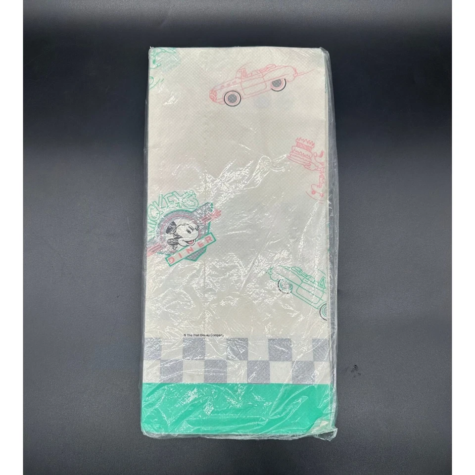 Mantel de papel vintage Mickey Mouse Disney Diner retro años 50 rosa verde menta Foto 2 de 4