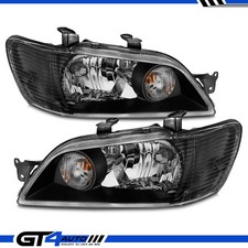 For 2002 03 Mitsubishi Lancer Ls Es Sedan Wagon Black Replacement Headlight Set