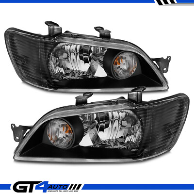 #ad For 2002 03 Mitsubishi Lancer LS ES Sedan Wagon Black Replacement Headlight Set $137.99