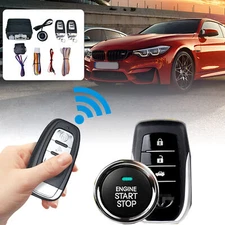Car Keyless Entry System Engine Start Ignition Security Alarm Kit +2 Remote