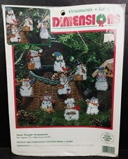 Dimensions Needlepoint Kit Snow People Ornaments 9100 Set of 9 Christmas NOS