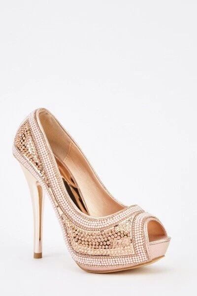 Gold beaded sale heels