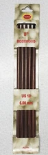 Colonial Rosewood Set of 5 Double Point Size US 10 (6.0mm) Knitting Needles NIP