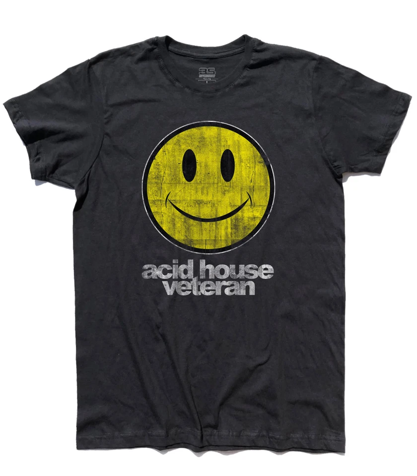 T-shirt uomo vintage ACID HOUSE VETERAN maglietta house music musica hippie - Immagine 2 di 4