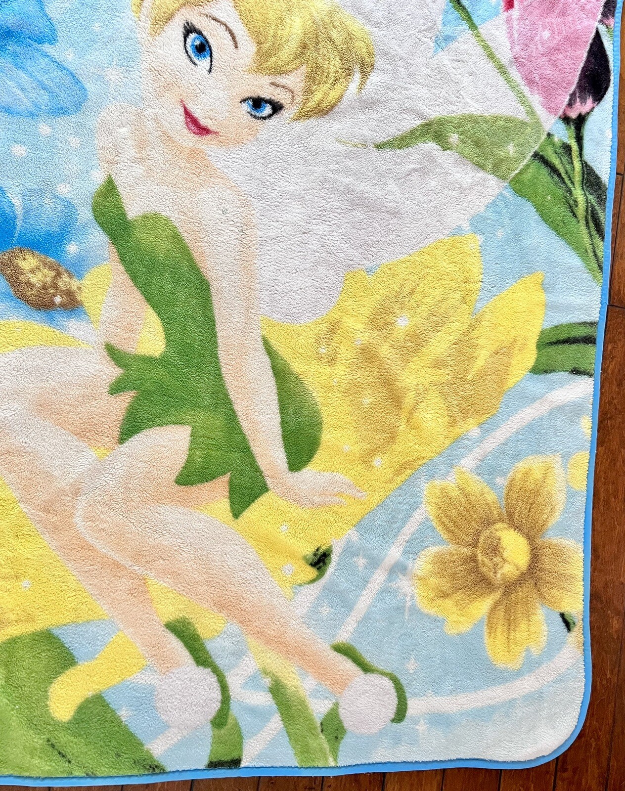 Disney Tinkerbell Fleece Throw Blanket Heavy 75 x 60 Yellow Flower eBay