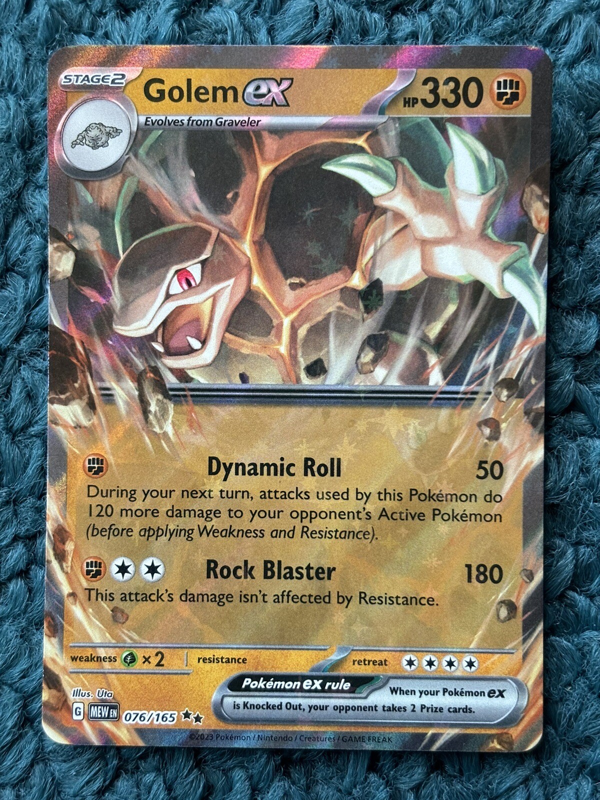 GOLEM ex 076/165 Scarlet & Violet 151 - Double RARE HOLO Pokémon Card - NM