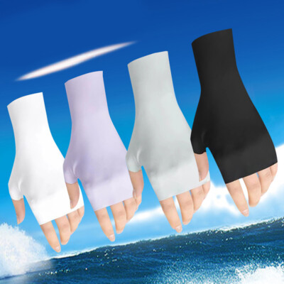 Ice Silk Gloves Half Finger Driving Mittens Stretchy Outdoor Sports