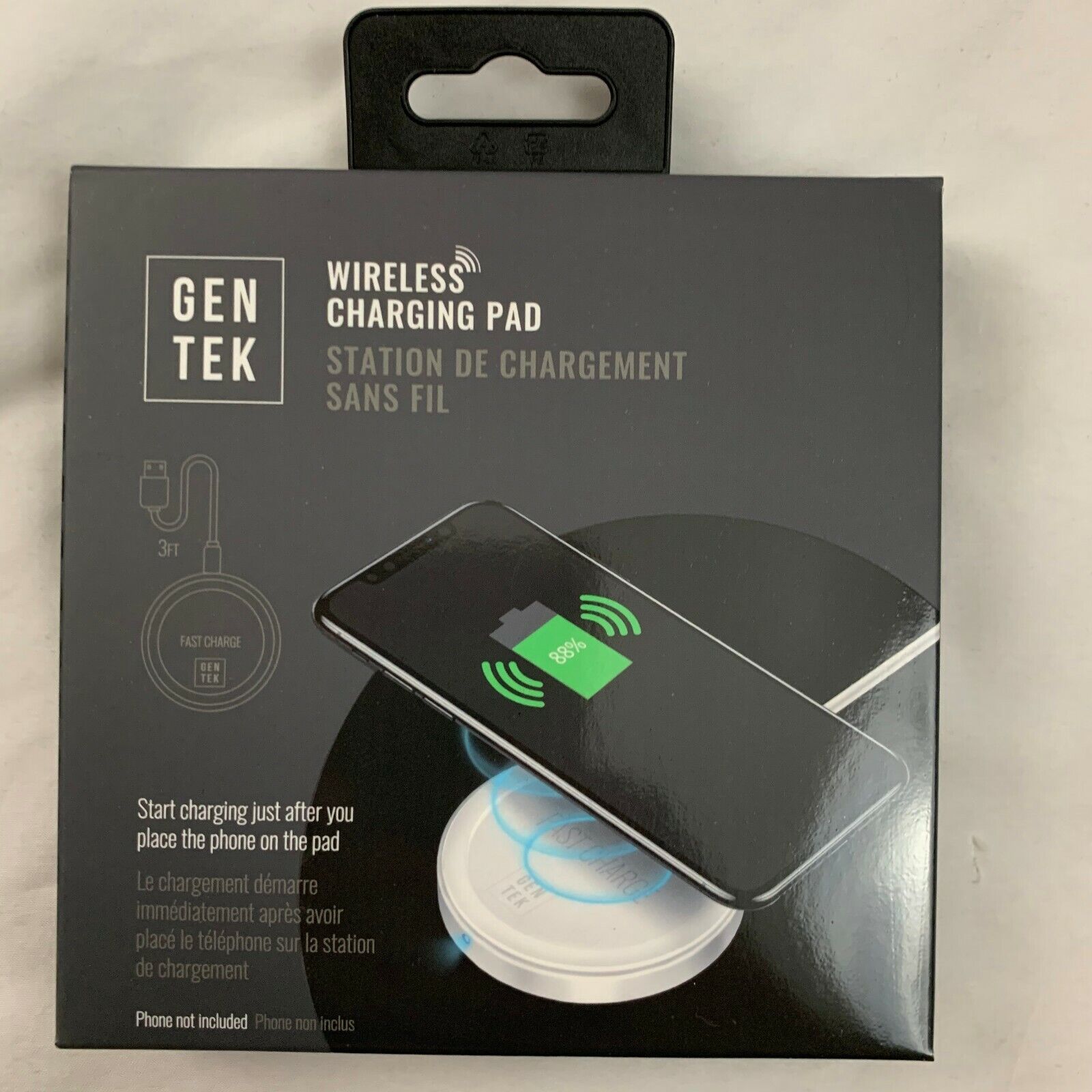 A BRAND NEW, UN-OPENED GEN TEK WIRELESS CHARGING PAD FOR YOUR MOBILE PHONE FAST